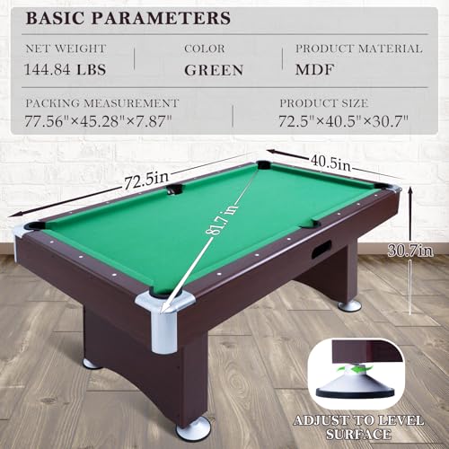 RAYKEEP 6ft Billiard Table, Portable Pool Table Set, Heavy-Duty Game Table with Cues, Balls, Triangle, Chalks and Brush for Adults Kids Home Game Room - Image 6