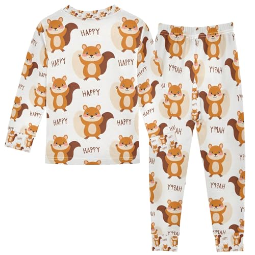 senya Happy Cute Squirrel Pajamas Set Long Sleeve Soft Cotton Sleepwear 2 Piece2