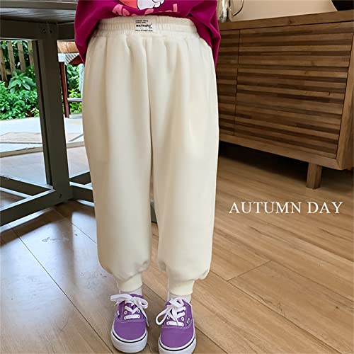 Calça de moletom infantil infantil com forro de lã grossa de algodão, elástica, básica, harém para m