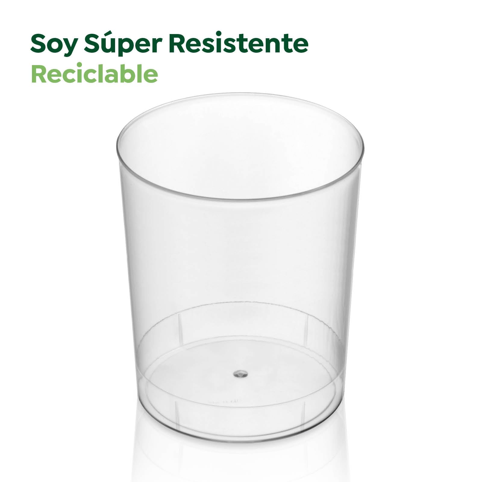 Vasos Mojito de Plástico Reutilizables Transparente 330 cc - Reciclables para Fiestas, Eventos y Celebraciones