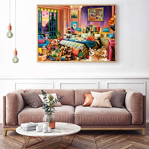 HUADADA Jigsaw Puzzles 1000 Pieces - Mischievous Pets - Puzzles 1000 Piece Family Games Puzzles for Adults 1000 Piece Funny Challenging Cute Cat Dog Puzzle (27.56" x 19.67")