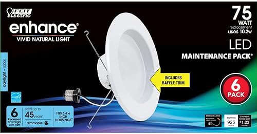 Miniatura 2 de Feit Electric Luz empotrable LED, se adapta a la mayoría de latas de carcasa de 5 a 6 pulgadas, borde deflector, regulable, equivalente a 75 W 10.2