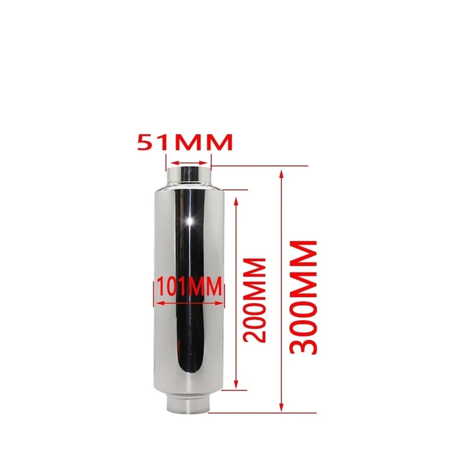 Tubo Scarico Auto Marmitta Per Sistemi Scarico Auto Tubo Centrale Universale Acciaio Inossidabile Argento Dimensioni OD 51 Mm 57 Mm 63 Mm 70 Mm 76 Mm Scarico Silenziatore(Ength 300mm 51MM)