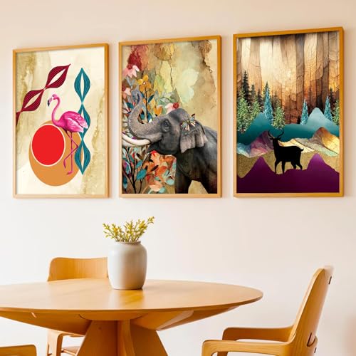 Image of kotart Modern Wall Art Framed Painting for Wall Decoration - Wall Paintings for Living Room, Bedroom - Set of 3 - D (Art 4, 19x25 inch)