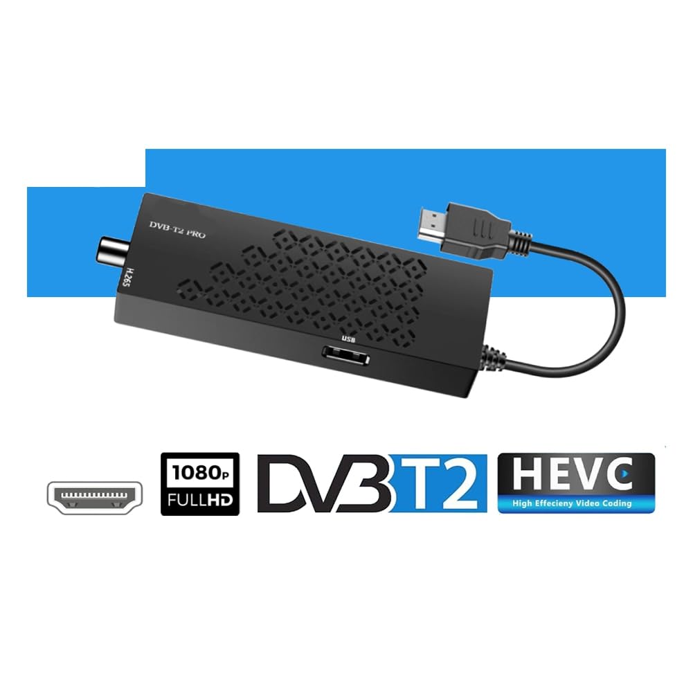 Descodificador TDT HD Sintonizador TDT HD Compatible con Decodificador DVB T2 H265 HD Euroconector TDT HD Full HD 1080p para WiFi Enchufe UE