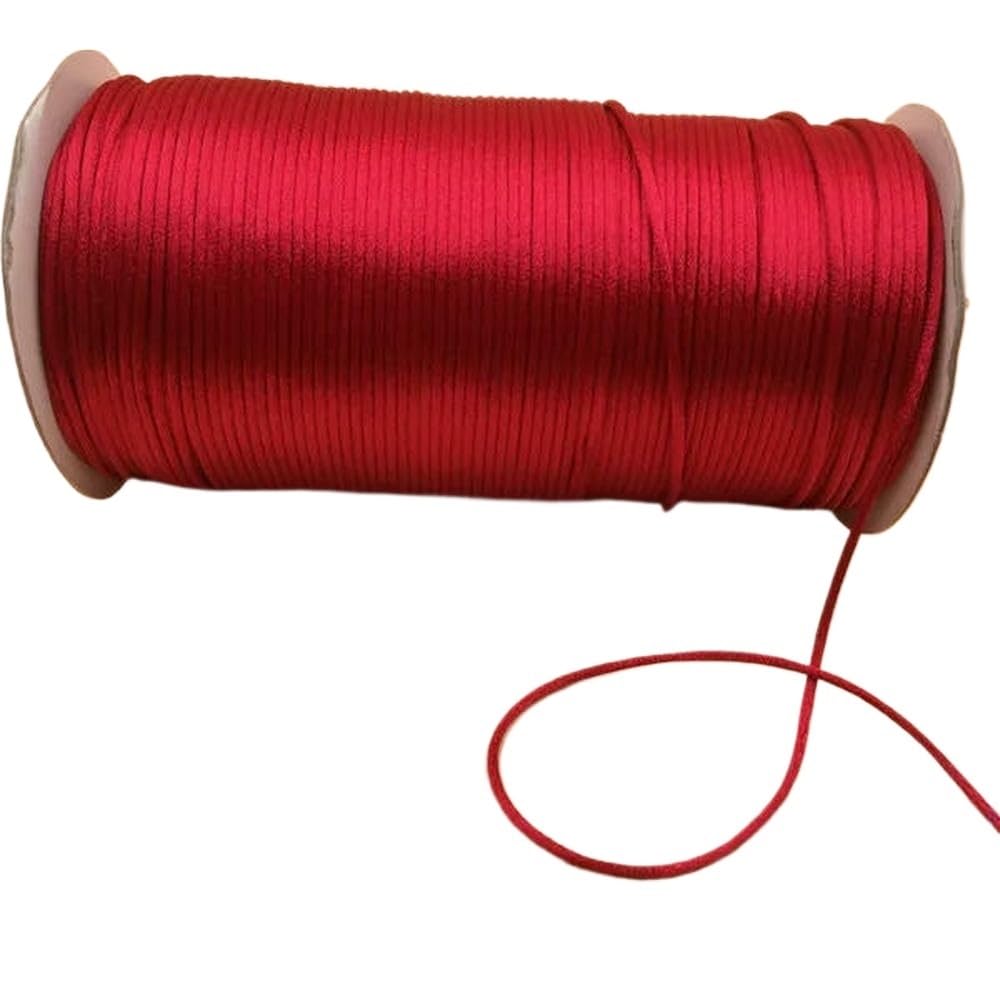 Sznurki do koralików, Pleciony sznurek do makramy 2mm wielokolorowy 10-225m(Red 700,225meters whole roll)
