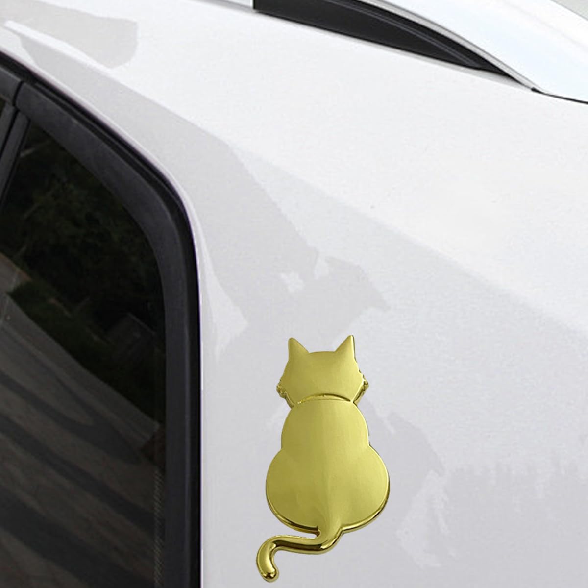 3D Cat Metal Car Emblem Cute Cat Car Decorations Waterproof Bumper Stickers Funny Rear Tailgate Emblem Universal Automotive — view 3