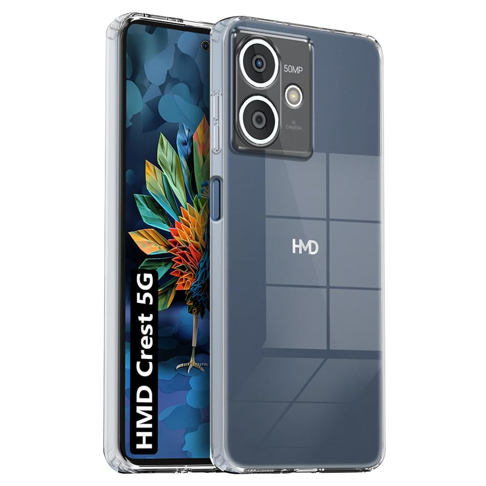 Image of Fashionury Crystal Clear Case for HMD Crest 5G | Yellowing Resistance | Transparent TPU Silicone | Raised Camera Lips | Slim Transparent Cover