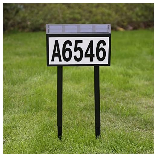 Solar Address Sign, Solar House Numbers for Outside, Modern Solar Powered LED Address Plaque Address Numbers Intelligently Controlled Lighted Address Signs with Solar Charging, Waterproof Address Design for Outdoor Light Up, Home, Yard, House, Black