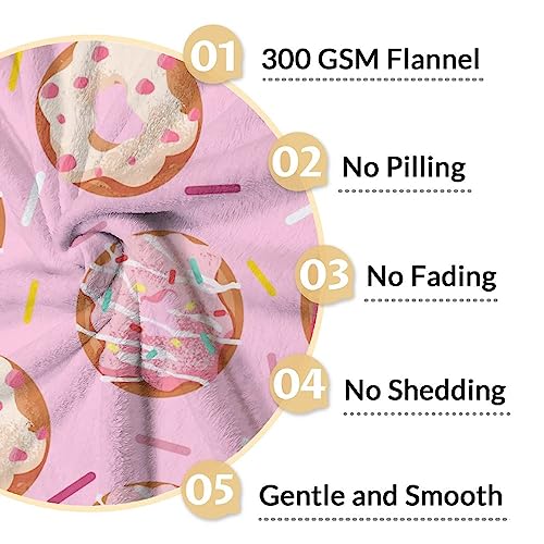 Girls Blanket - 40"x50" Cute Donut Throw Blanket Gifts for Kids & Adults - Pink Soft Fuzzy Doughnut Blanket for Couch & Living Room