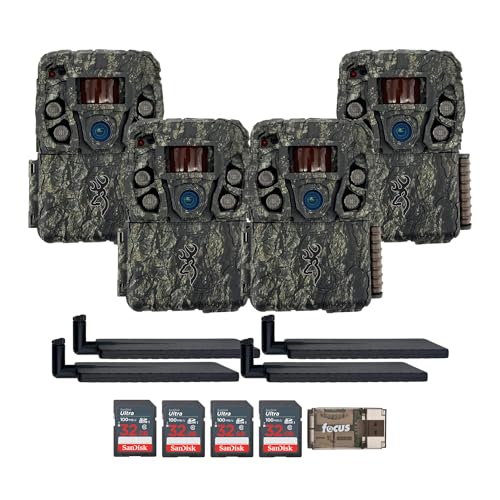 Browning Trail Cameras - Defender Wireless Vision Pro HD AI 46MP (4-Pack) Bundle with 4X 32GB Memory Card and Card Reader (9 Items)