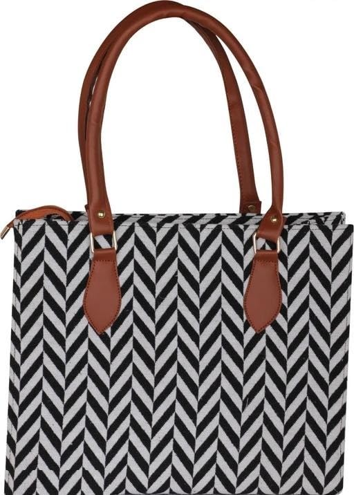 Image of Classic Zigzag Pattern Women's Work Tote Black