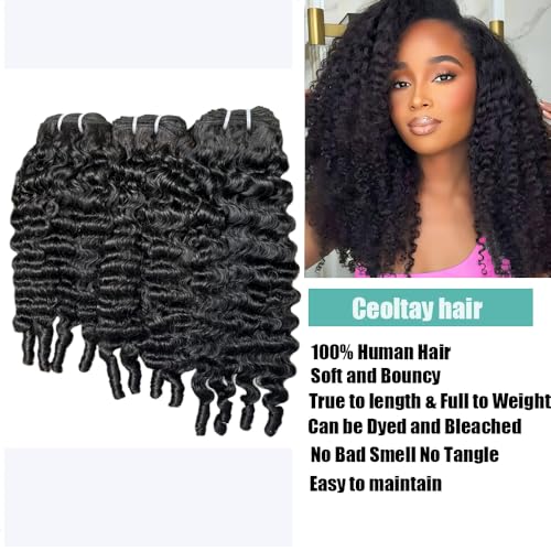 Burmese Curly Bundles Human Hair 12 Inch Human Hair 4 Bundles 100% Unprocessed Quick Weave 3c4a Real Human Hair Extensions Natural Black - Image 3