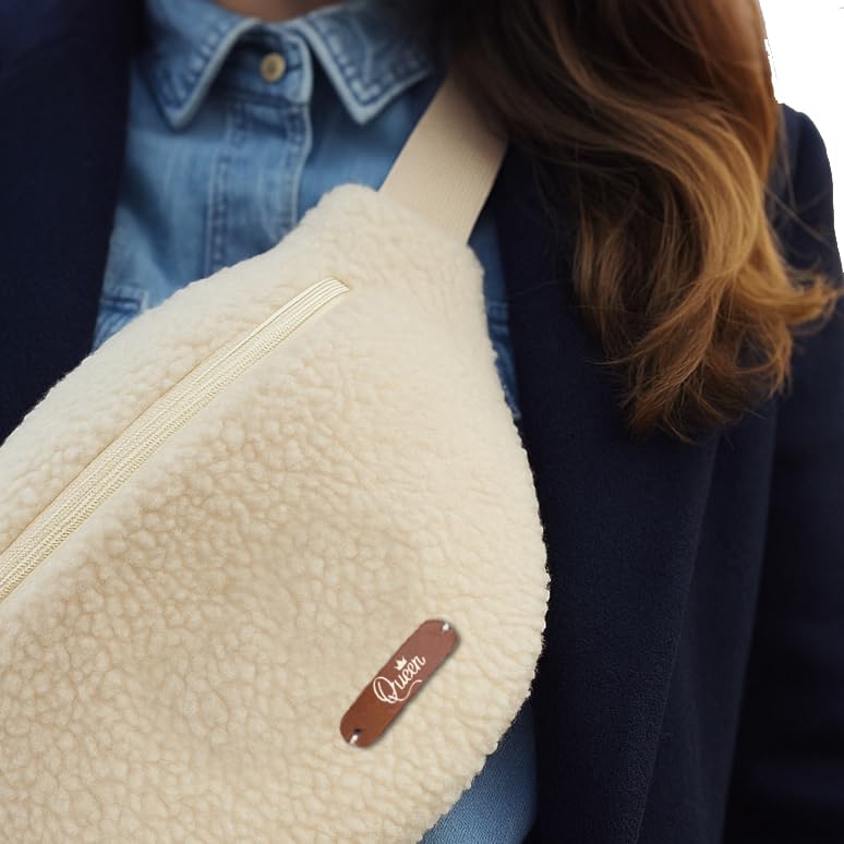 Banane Femme en Fausse Fourrure crème | Sac Banane cocooning Hiver | Modèles Queen, Mama ou Version Personnalisable | Maison LITTLE (Queen)