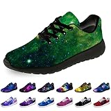 Galaxy Shoes Womens Mens Running Shoes Green Galaxy Sneakers Tennis Walking Shoes Starry Sky Nebula Print Casual Shoes,Size 6 Men/8 Women Black