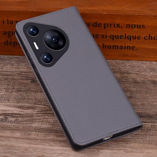 Funda de cuero genuino para Huawei Pura 70 Ultra carcasa de lujo gris 7
