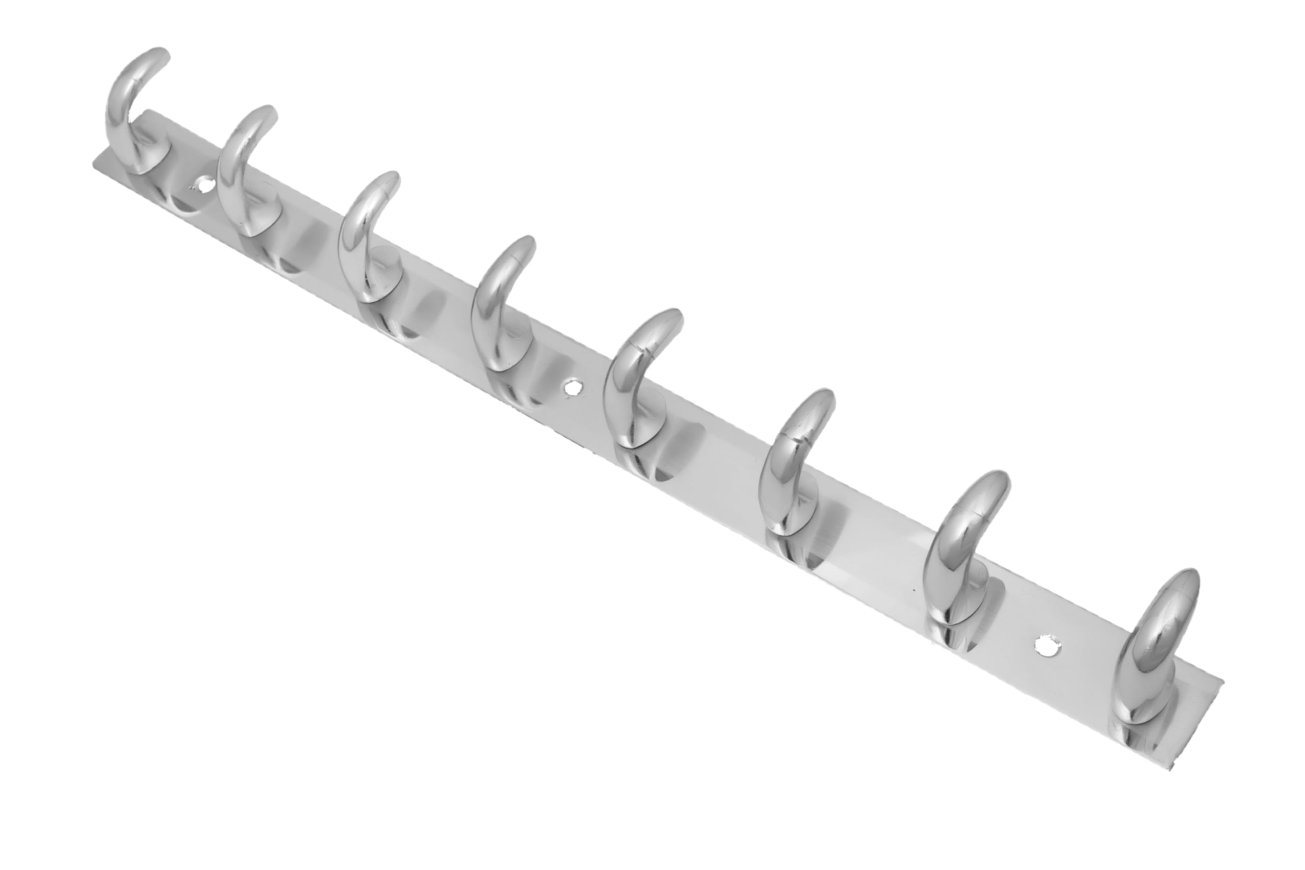 GHAR DWAR Stainless Steel Cloth Hook Hanger Wall Hooks Rail for Hanging Clothes Towel, Bathroom Hanger Wall & Door Mount Rail for Hanging Keys, Tie (Pack of 1, 8 Pin) (B0BKWMHX5W) Amazon Price History, Amazon Price Tracker