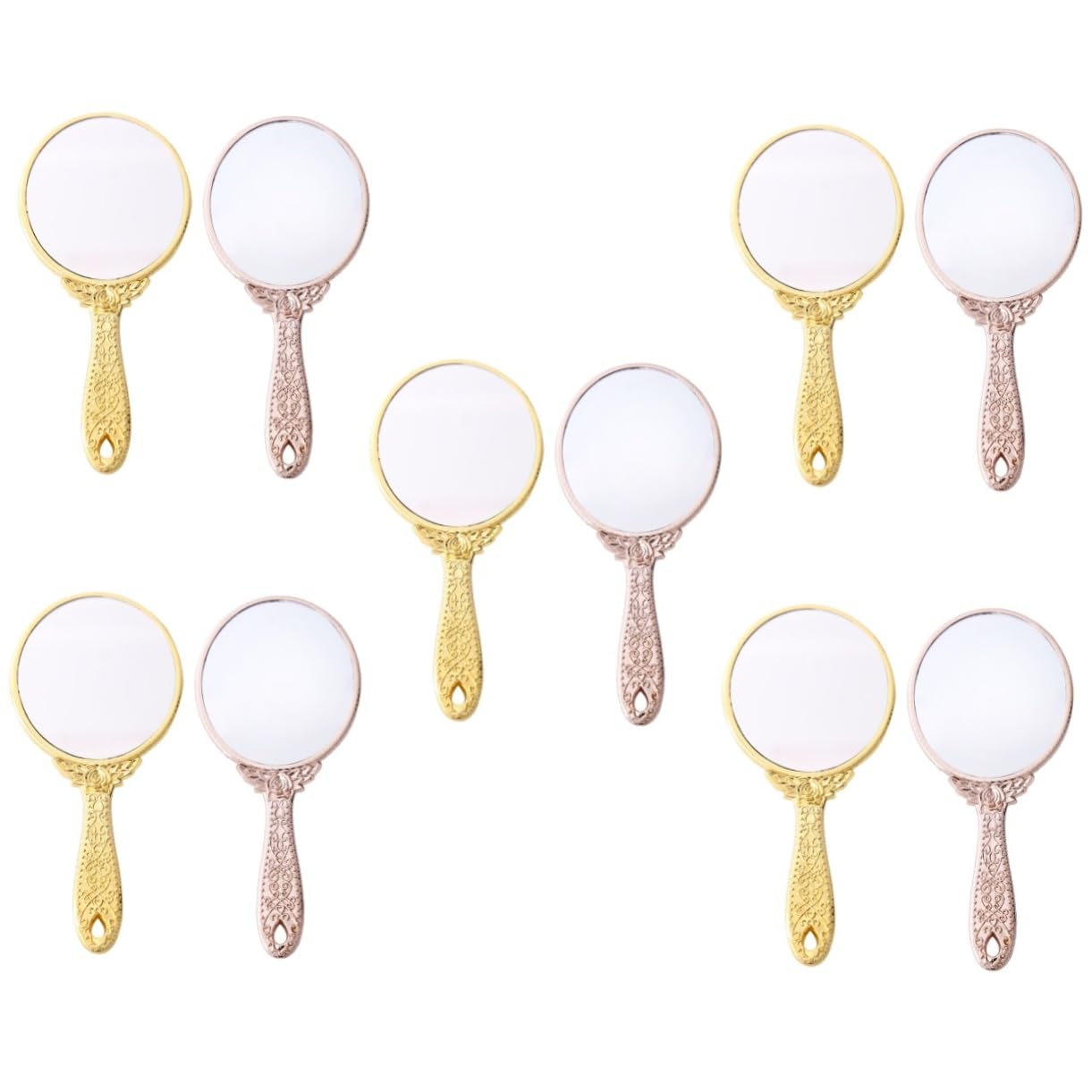 MAGICLULU 10 Piezas Espejo con Mango Espejo Cosmético Portátil Espejo Mano Boda Monederos Niñas Espejo Cosmético Antiguo Carteras Viaje Abdominales Viajar Familiar Manejar Espejo