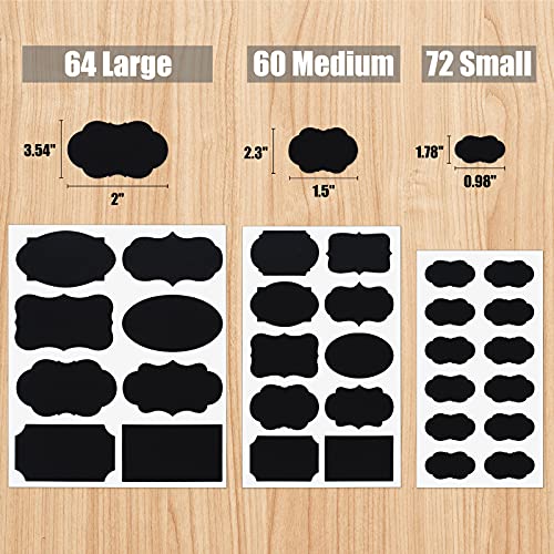 ONUPGO-Chalkboard-Labels-Stickers-Bulk-196-Reusable-Chalk-Sticker-Labels-with-Erasable-Chalk-Maker-Removable-Waterproof-Blackboard-Labels-for-Containers-Glass-Mason-Jar-Labels-Removable-Waterproof-Reu