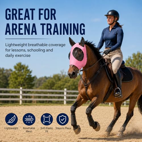 Sanwuta 12 Pcs Horse Fly Masks with Ears, Breathable Mesh UV Protection Horse Face Masks, Soft Elastic Comfortable Fit for Riding Outdoor Summer Supplies Bulk (Medium)