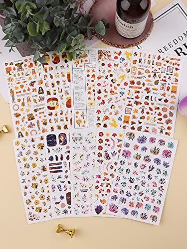 EBANKU 10 Blätter Nagelsticker Herbst Ahornblätter Nail Art Sticker Thanksgiving Nagelaufkleber Nail Art Tattoo Nagel… – Bild 7