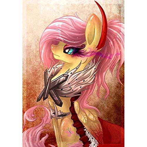 DIY 5D Diamond Art Kit for Adult Kids, My Little Pony Fluttershy And King Sombra Full Drill Embroidery Cross Stitch Picture Supplies Arts Craft for Home Wall Decor Paint 11.8x15.7 inches