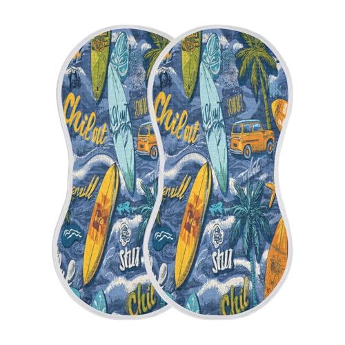 Kigai Colorful Surfboards Baby Burp Cloths Extra Soft and Absorbent Burping Rags Cotton Burping Clothes Baby Washcloths for Newborn Boys Girls - 1 Pack