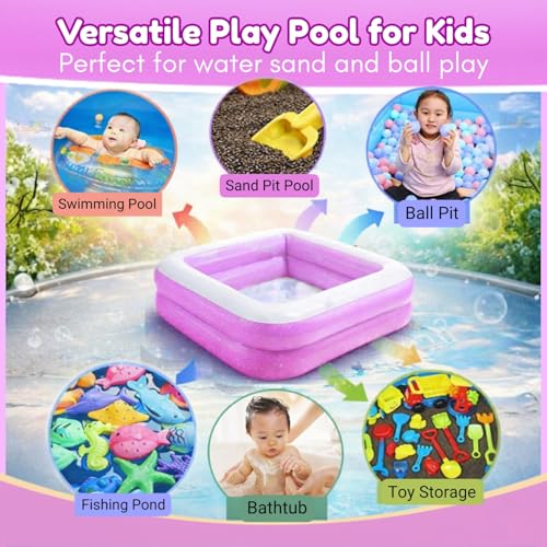 Image of Toy Imagine 3 ft Square Inflatable Pool for Kids - Swimming Bathtub for Toddlers (0-5 Years) | Outdoor Garden Summer Play Pool(Pink)