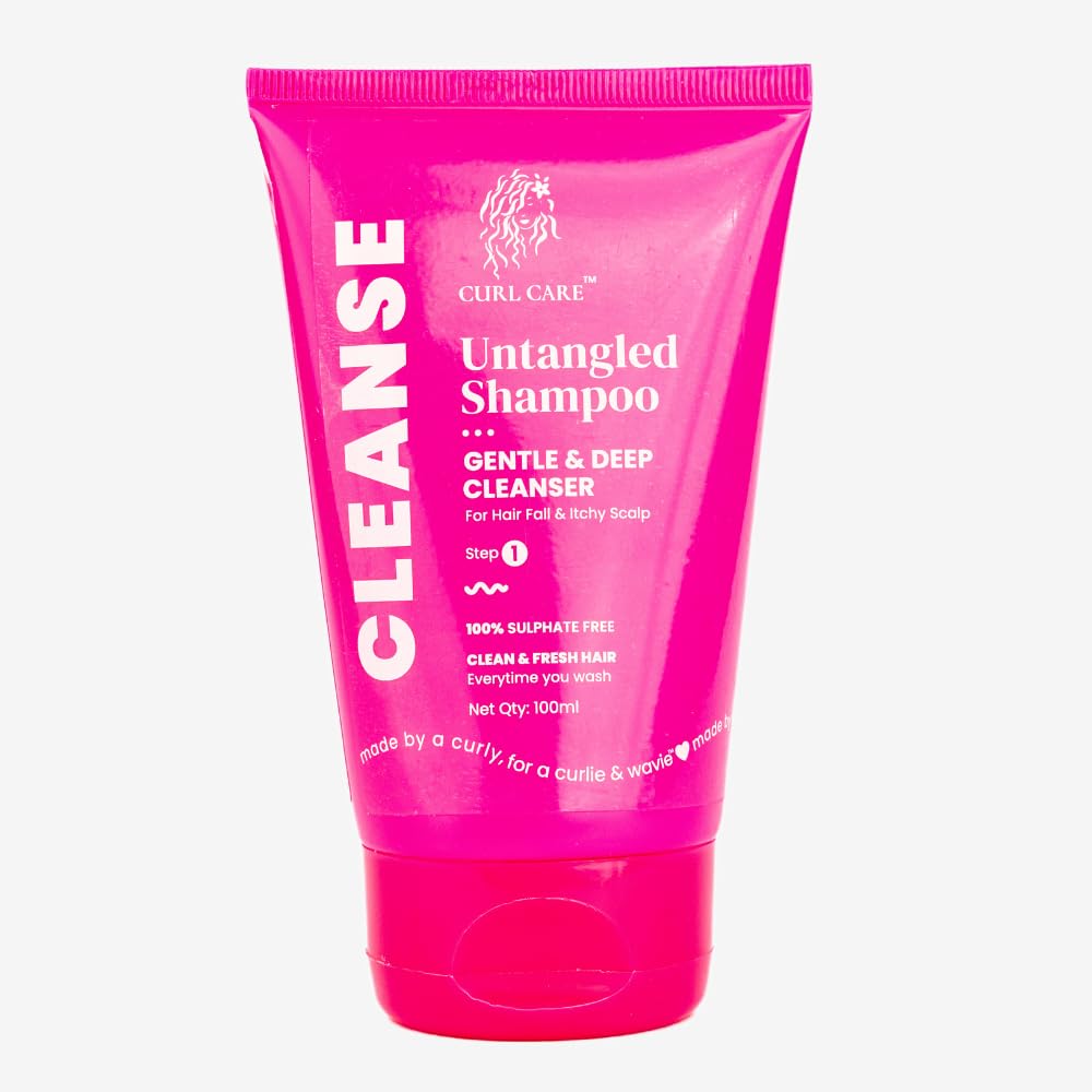 CURL CARE Gentle Cleansing Shampoo for Curly & Wavy Hair | Enriched with Vitamin B5, Lavender Oil, Papaya & Coconut | Anti-Frizz, pH Balanced, Paraben & Silicone Free (100ML)