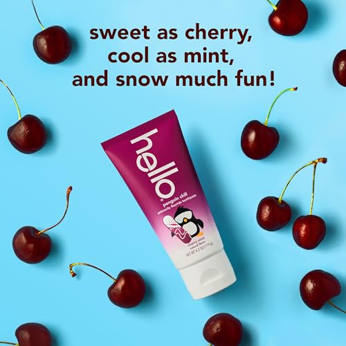 Image of Hello Penguin Chill Kids Toothpaste with Fluoride, Kids Mint Toothpaste with Cherry Flavor, Freshens Breath and Helps Prevent Cavities, Strengthens Enamel, SLS Free, 4.2 oz Tube (Pack of 3)