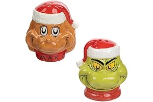Vandor Dr. Seuss Grinch Sculpted Ceramic Salt and Pepper Set