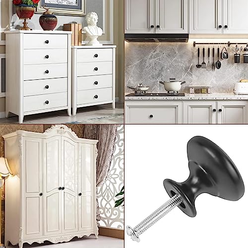 ShipeeKin 4X Matt Black Cabinet Hardware Round Mushroom Knob Drawer Handles 30mm for Kitchen Cupboard Furniture Chest Door Dresser Bathroom - Image 3