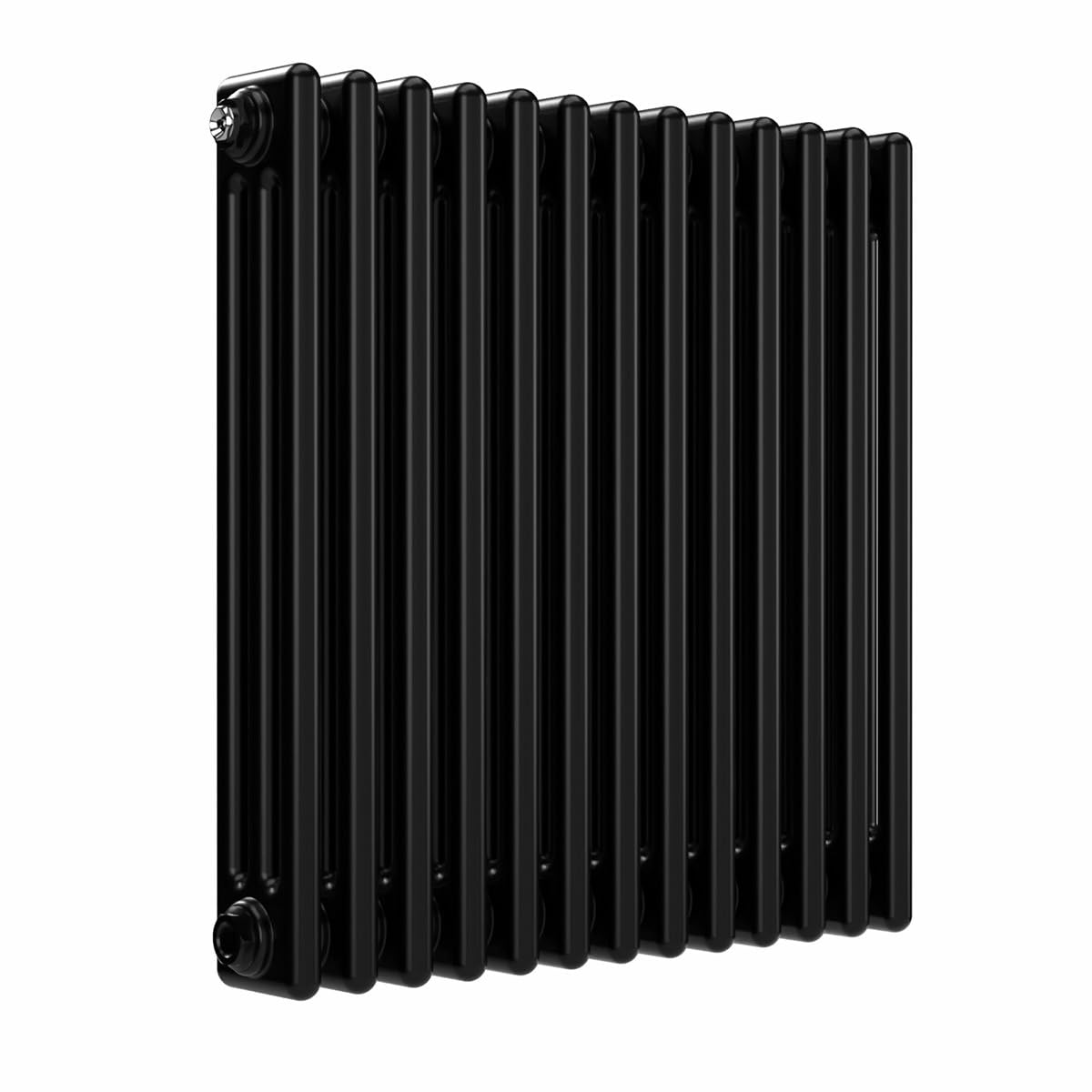 Lux Heat Black Horizontal 3 Column Traditional Radiator 600Mm (H) X 605Mm (W)