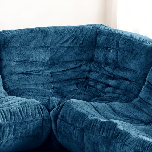 Image of Bean Bag Chair, Memory Foam Bean Bag Chairs for Adults, Fireside Corner Chair Lazy Floor Corner Sofa for Living Room, Bedroom, Dorm, Office(Navy Blue)