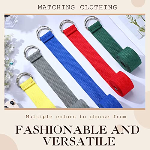 Handepo 12 Pcs Mens Womens Canvas Belt Silver Buckle Web Fabric Military Style D Ring Belt, 1 1/2 Inch Wide4