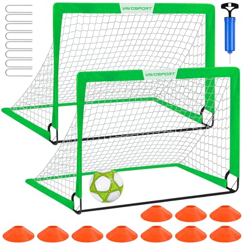 Image of Kids Soccer Goals for Backyard Set - 2 of 4' x 3' Portable Soccer Goal Training Equipment, Pop Up Toddler Soccer Net with Soccer Ball, Soccer Set for Kids and Youth Outdoor Games, Sports, Play