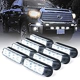 Xprite White 4 LED 4 Watt Emergency Vehicle Waterproof Surface Mount Deck Dash Grille Strobe Light Warning Police Light Head with Clear Lens - 8 Pack