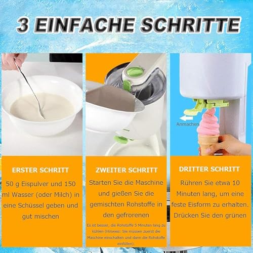YZRDCXM Softeismaschine, tragbare Heim-Eismaschine aus Obst, halbautomatische 1000-ml-DIY-Eismaschine, Joghurt-Eismaschinen, for die Heim-DIY-Küche, schnelle Nutzung – Bild 3