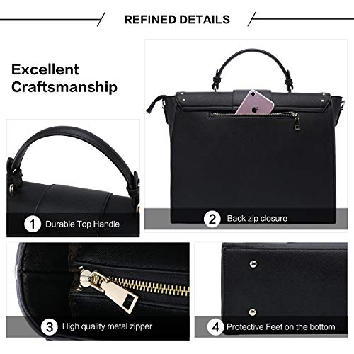 15.6 Inch Laptop Briefcase for Women,Classic Black Work Bag Laptop Messenger Bag Satchel Computer Bags,Perfect for Work Business Travel School,black