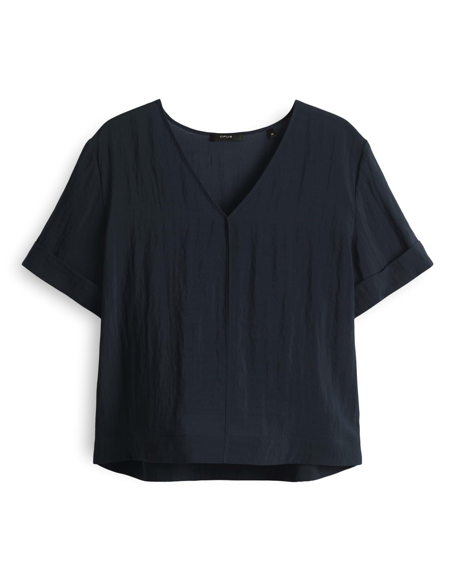 OPUS Damen Kurzarmbluse | FILKA Loose leichte Viskosemix Bluse im Boxy Fit Coal Blue, 34