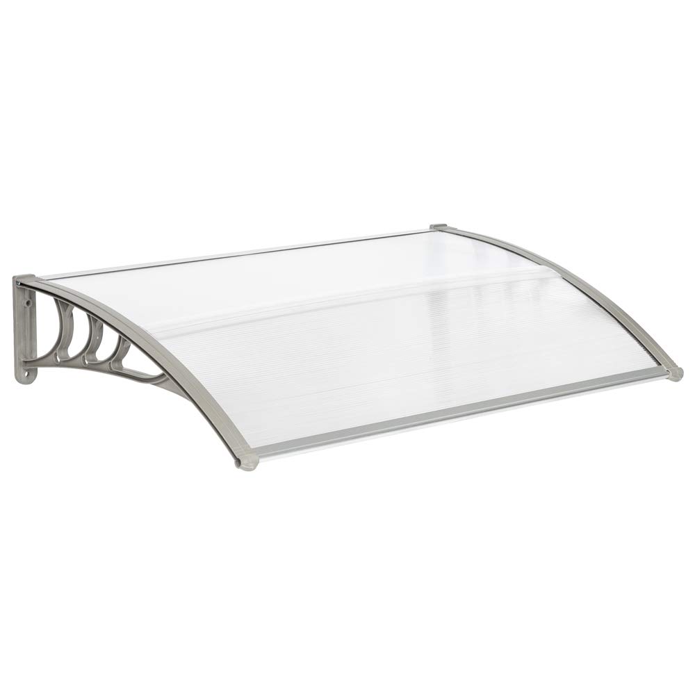 Outopee Door Canopy Awning, 120 x 80 cm Window Garden Front Door Canopy for Outdoor Shelter, Window Porch Shade, Patio Roof Cover, Grey