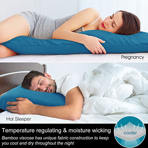 Image of BEDELITE Body Pillow Pillowcase, Rayon from Bamboo, Teal, 20 inchx54 inch | Cooling and Breathable Body Pillow Cover for Hot Sleepers & Night Sweats, Silky Soft Full Long Pillow Case, Envelope Closure