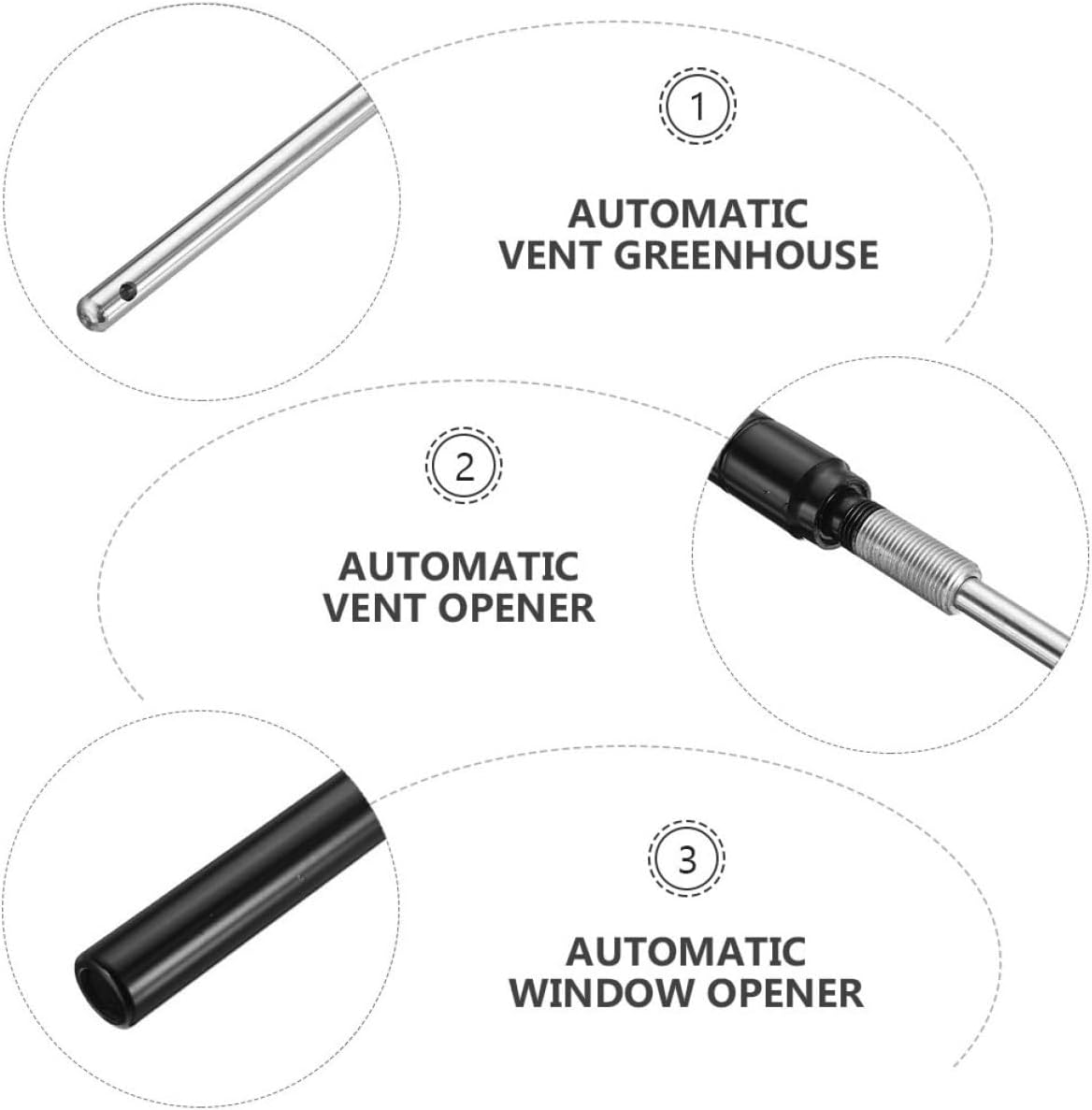 Automatic Greenhouse Window Opener Pole, Solar Powered Stainless Steel | Weather Responsive Vent Control, Time Saving Adjustment, Black Finish, for Greenhouse Window and Vent