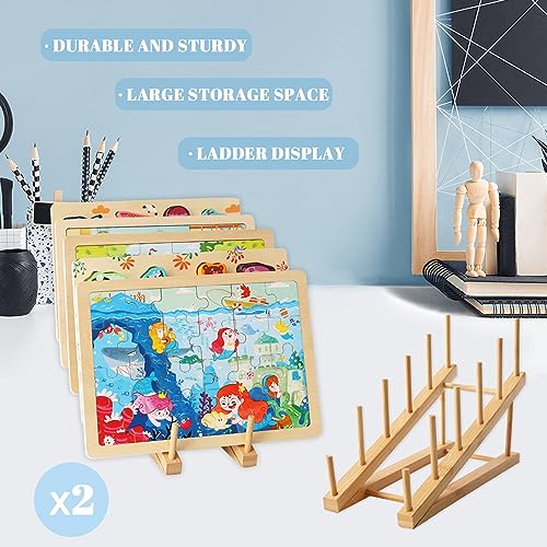 Gjulrfu 24 2 Pcs Wooden Puzzle Storage Rack, Jigsaw Puzzle Holder Rack For Puzzle Easel Board, Puzzle Storage Rack Organizer Shelf thumb #4