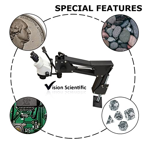 Image of VS-11E Binocular Zoom Multi-Directional Microscope | 10x Widefield Eyepiece | 0.7X-4.5X Zoom Range, 7X-45x Magnification Range | Micro-Inserts Stand with Spring Bracket