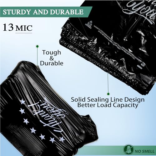 Image of YoYoRain 1000 Count Black inchThank You inch T-Shirt Bags - Reusable & Disposable Grocery & Supermarket Carry Bags, 11 inchx6 inchx21 inch