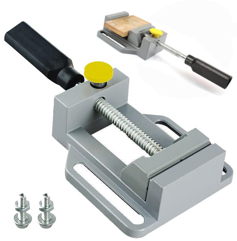 HiFam Adjustable Drill Press Vice Clamp, Aluminum Parallel-jaw, Quick Release Mini Clamping Tool for Milling Machine Worktable Bench