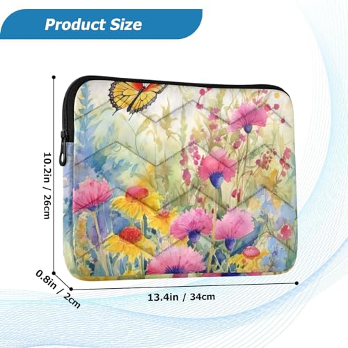 Funda para laptop con diseño flores y mariposas 13-14 pulg miniatura 3