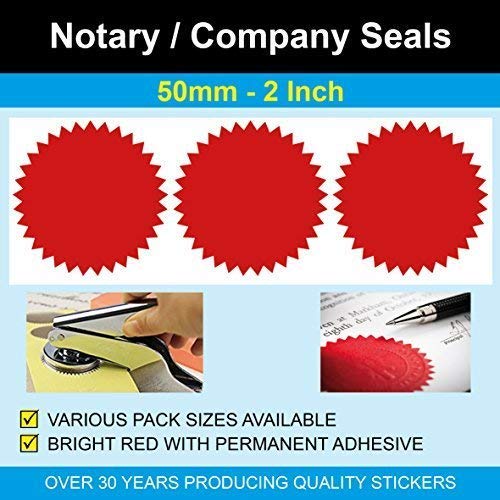 Notary Seals - Bright Red Seals 50mm (2 Inch) Company Seal, Legal, Certificates Seals Sticker Pack of 2000 Seals, Red Labels Stickers for Awards Legal Embossing Stickers by Price Stickers