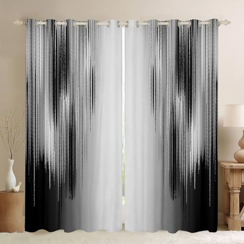 jejeloiu Kids Grey and Black Curtains for Bedroom Living Room (2 Panels, 52 x 96 Inch) Modern Art Darkening Drapes Decor Vintage Messy Rust 30%-50% Blackout Curtains Gradient Stryle Window Treatments